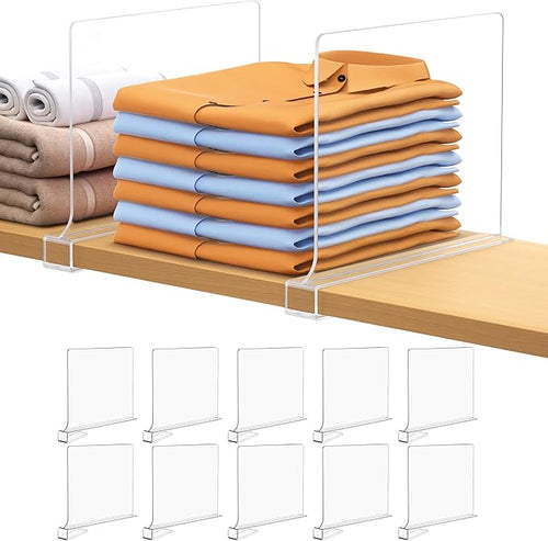 10 PCS Shelf Dividers for Closet Organization Acrylic Clear Closet Shelf by Aolloa