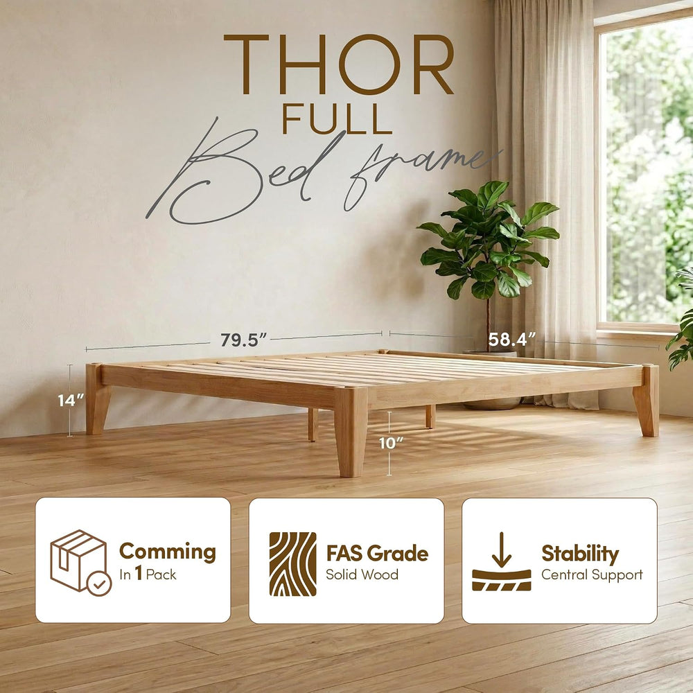 Thor Japanese Joinery Bed Frame Full, Solid Wood (Light Oak)
