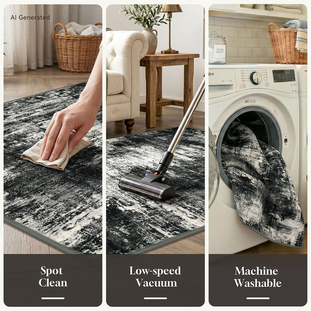 Lansny Abstract Washable 2x6 Hallway Runner Rug Non Slip Kitchen Runner | Cha...