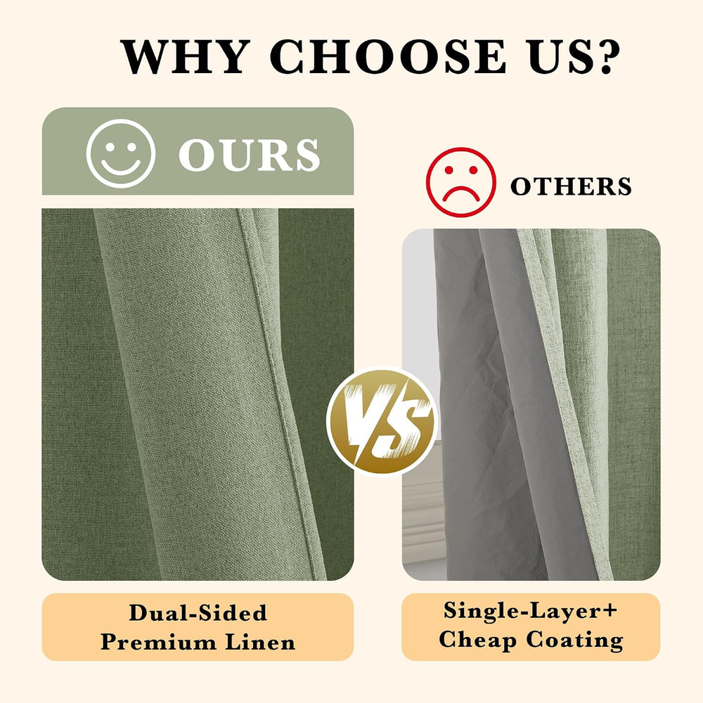 RYB HOME Sage Green Total Blackout Curtain for Sliding Door Living Room