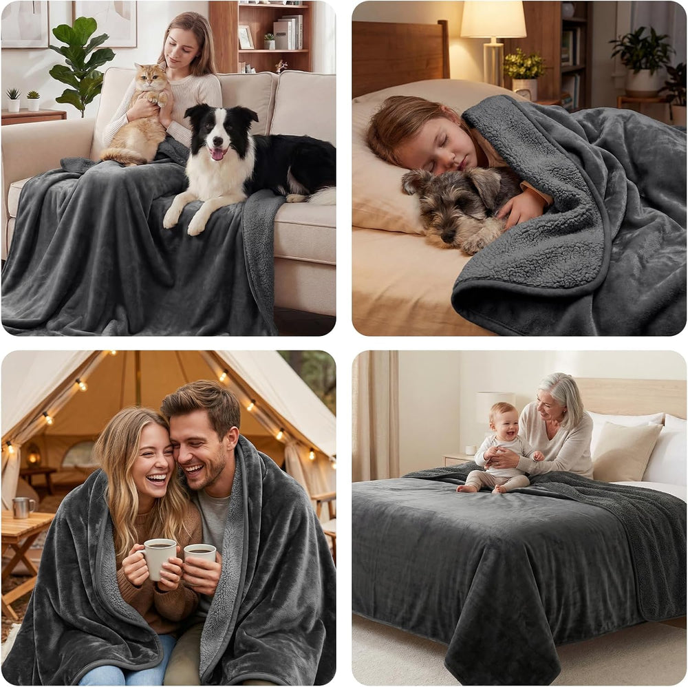 LOOBANI Waterproof Blanket for Queen Bed, Couch, 80" x 80", Gray