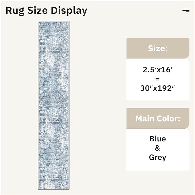 Runner Rug 2'6" x 16' Washable Non-Slip 2.5x16 ft Long Runner Rugs - Image 5