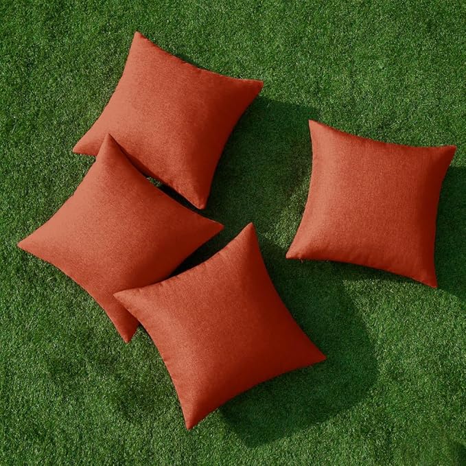 MIULEE Pack of 4 Decorative Burnt Orange Throw Pillow Covers Linen Waterproof - Image 4