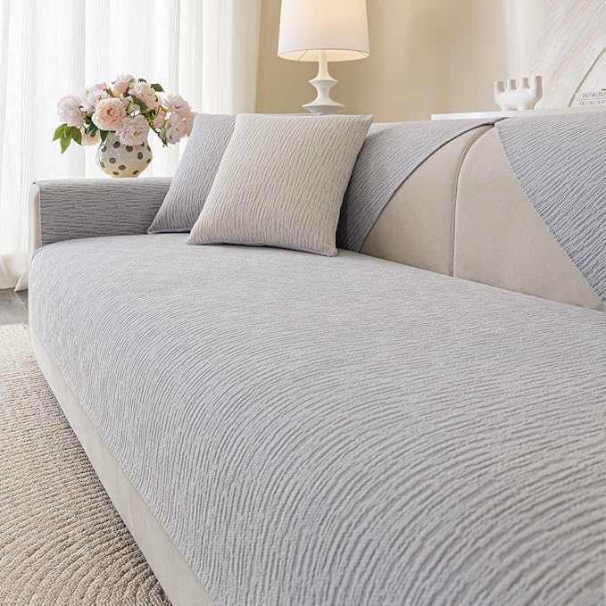 Soft Waterproof Chenille Cover Washable, Non Slip Sectional Sofa Covers by Aucrovee