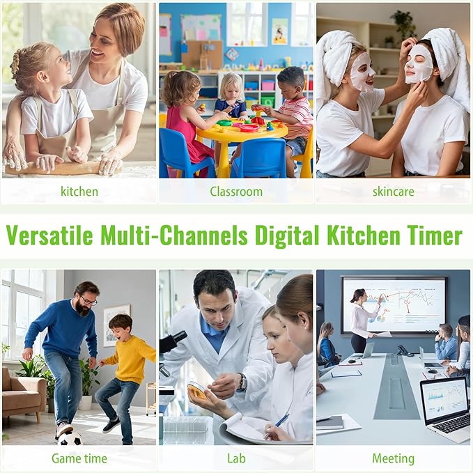 Digital Dual Kitchen Timer, 4-Channel Magnetic Countdown Timer - Image 7