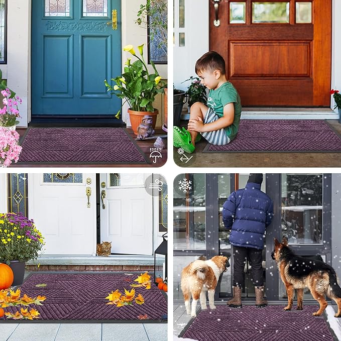 Smiry Front Door Mat Outside Entrance, Heavy Duty Sturdy Natural Rubber Doormat - Image 7