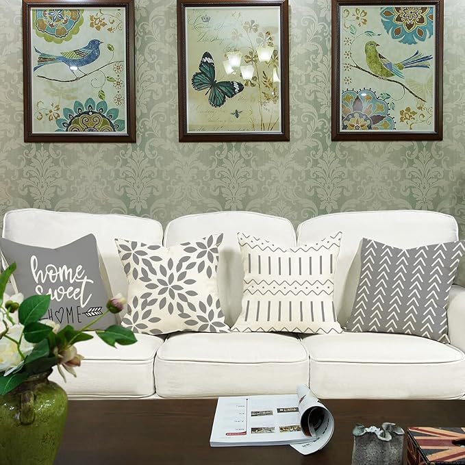 YCOLL Pillow Covers 16x16 Set of 4, Modern Sofa Throw Pillow Cover, Decorative - Image 2