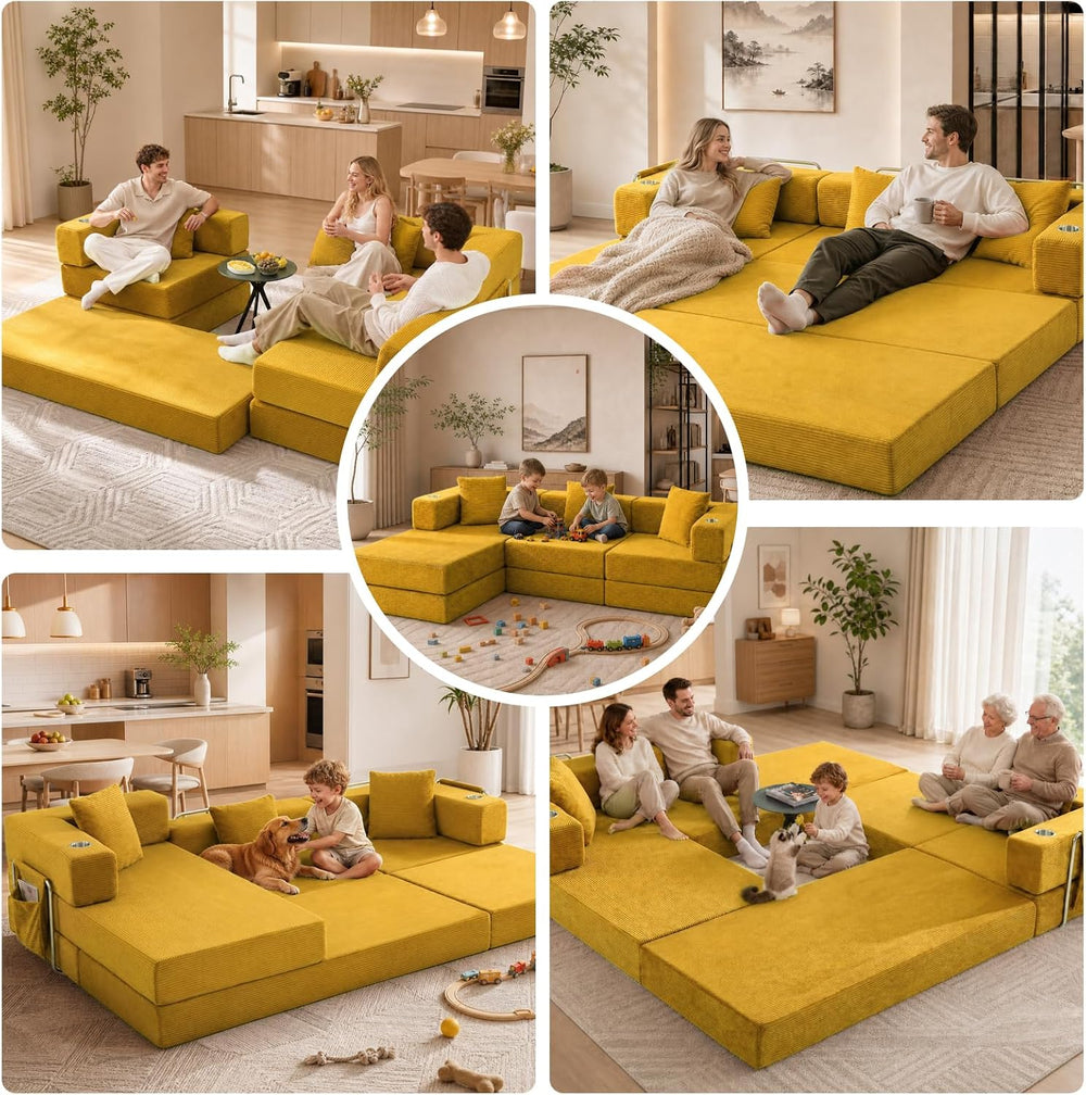 Modular Sectional Sofa, 108" L-Shaped Couch with Deep Seat