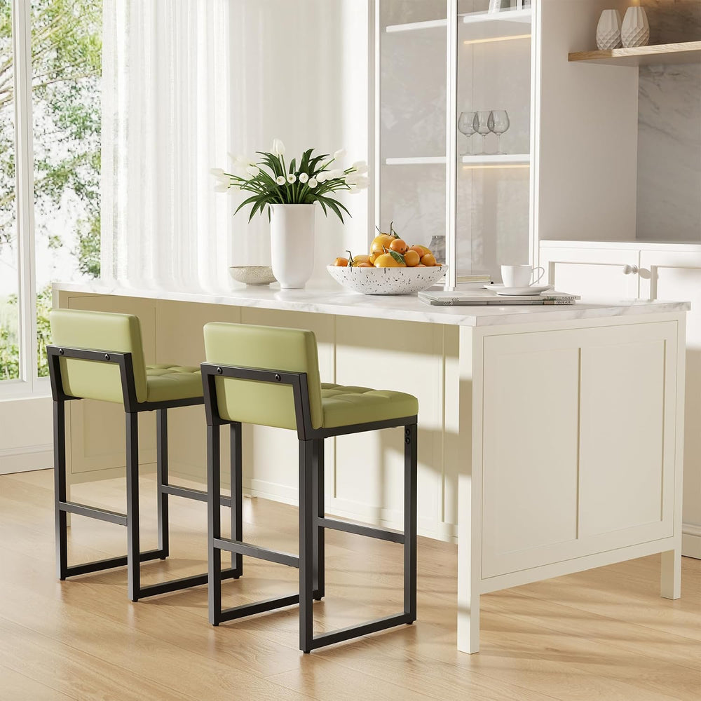 Bar Stools Set of 5, Modern Counter Height Bar Stools, Green