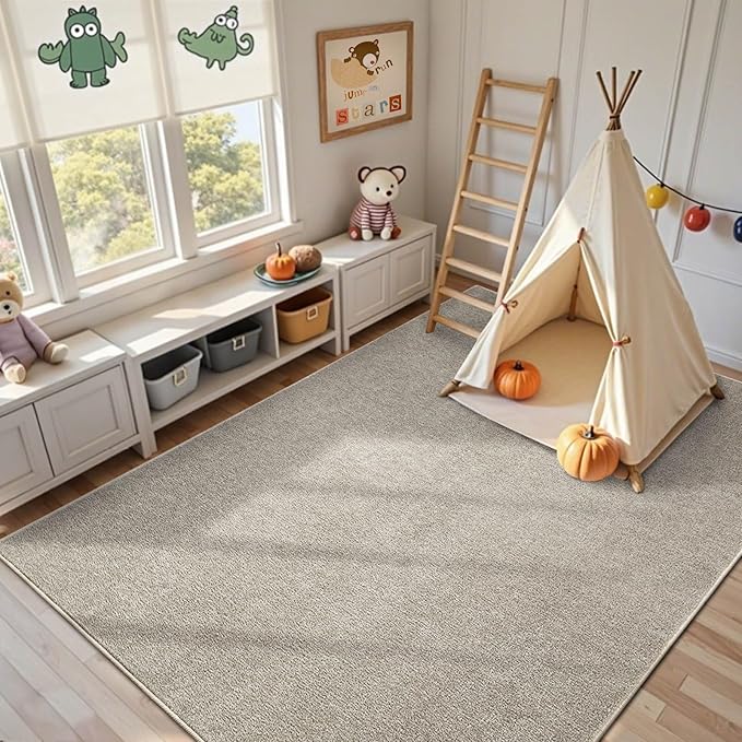 FinRèc Low Pile 5x7 Area Rugs for Bedroom Living Room, Thin Rug Solid Color - Image 5