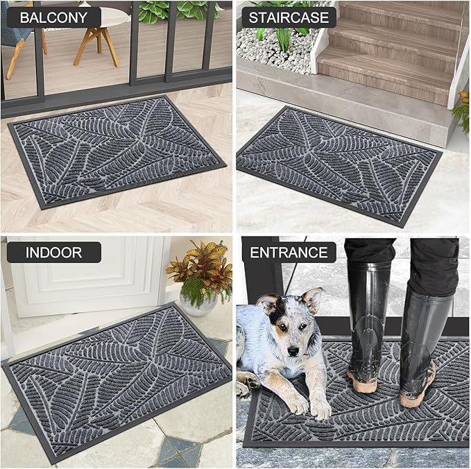 Colorxy Waterproof Doormat, Sturdy Natural Rubber Front Indoor Mat, Non Slip - Image 6