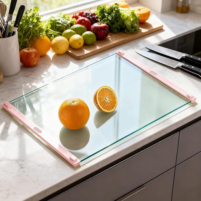 2PCS Glass Cutting Board with Silicone Grip, 80% Stronger Shatter Resistance - Image 8
