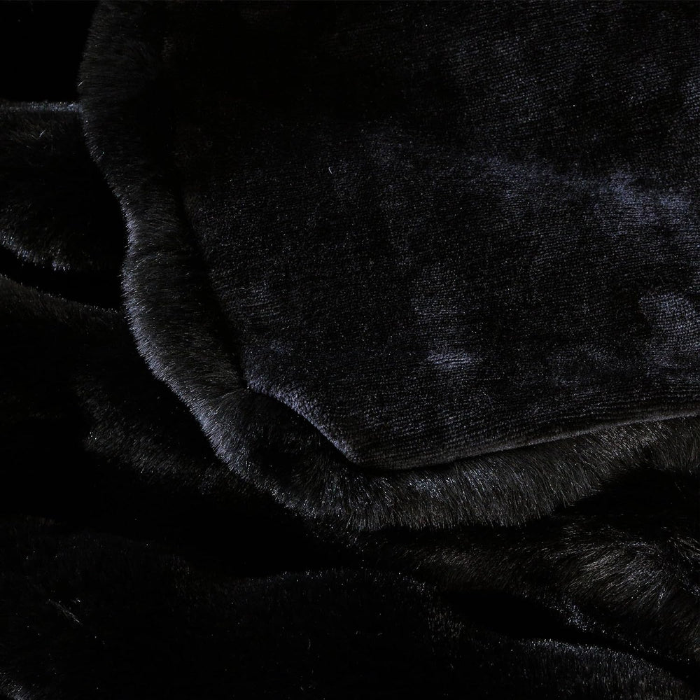 Fluffy Furry Black Faux Fur Throw Blanket for Couch Bed 50x60 Fuzzy Bubble So...