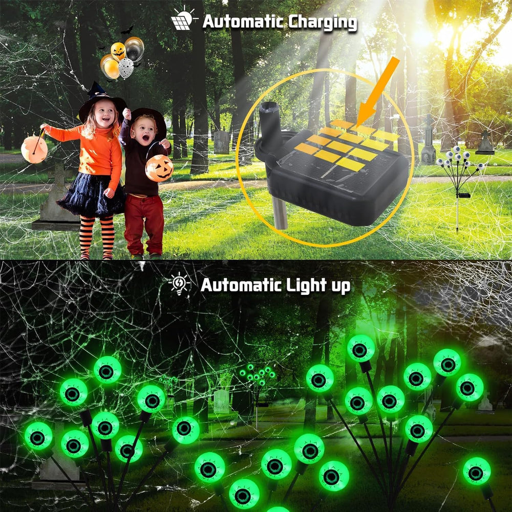 KBG Halloween Decorations Outdoor Solar Scary-Eyeball Lights, 6Pack 48LEDs Gr...