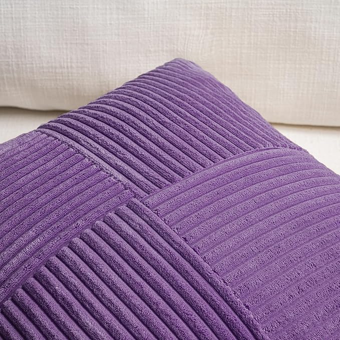 Fancy Homi 2 Packs Purple Samll Decorative Throw Pillow Covers 12x12 Inch - Image 3