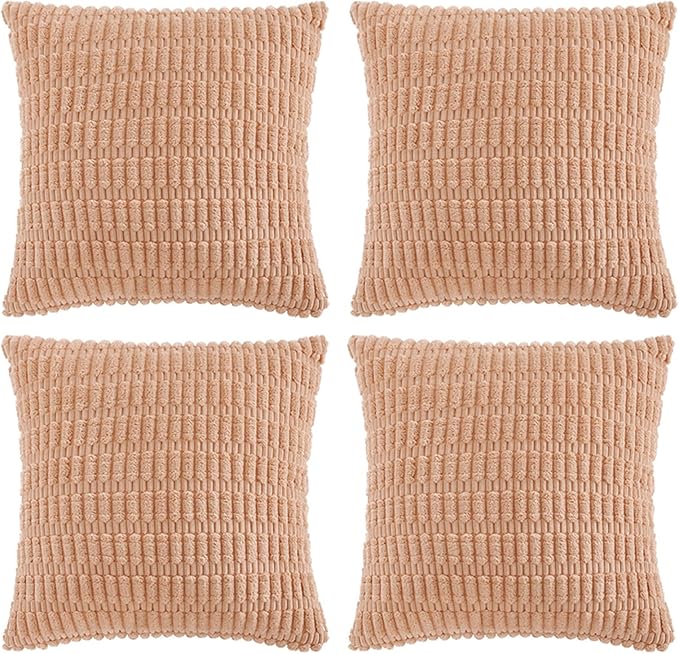 Fancy Homi 4 Packs Peach Decorative Throw Pillow Covers 20x20 Inch by Fancy+Homi