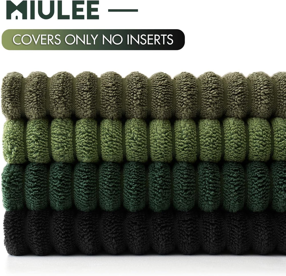 MIULEE Corduroy Decorative Christmas Pillow Covers Neutral Green 18x18