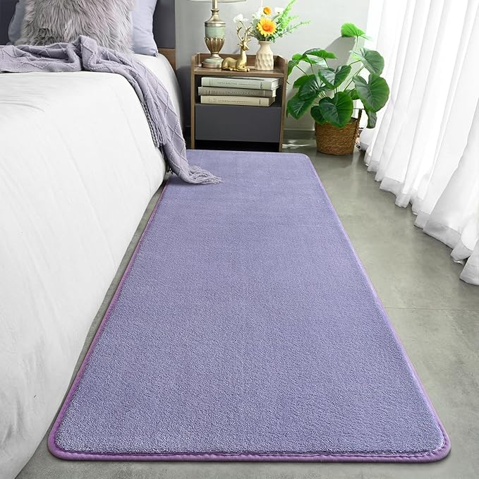 Amearea Modern Soft Hallway Runner Rug, 2x6 Purple Fluffy Bedroom Bedside Rugs - Image 2