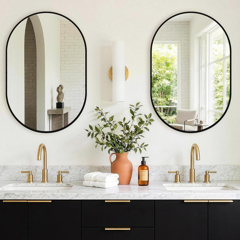 Oval Bathroom Mirror, 2 Pack 20"x30" Black Vanity Mirror for Over Sink