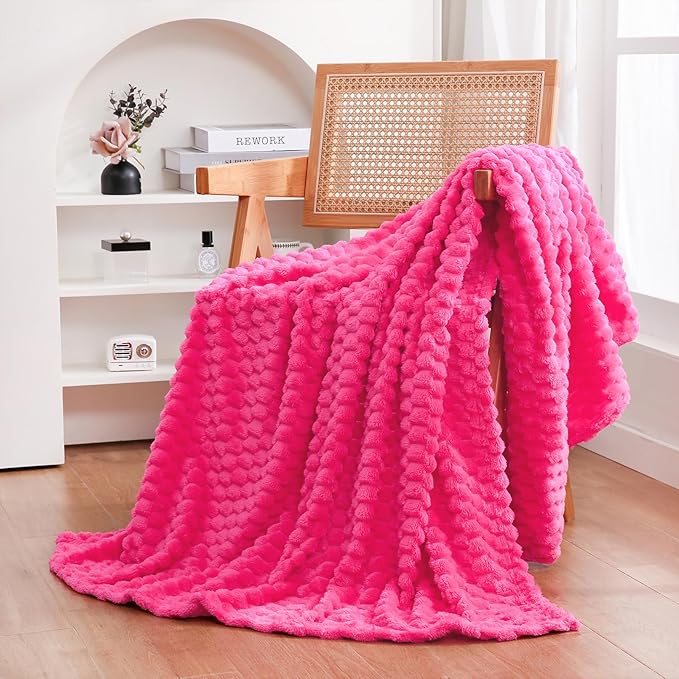 Puncuntex Hot Pink Throw Blanket 50"×60" inches Gifts by Puncuntex