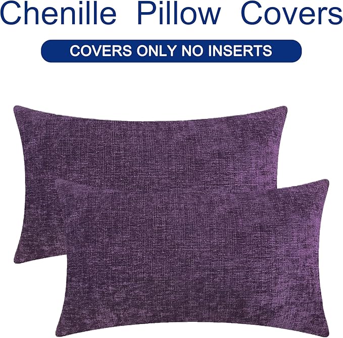 CaliTime Throw Pillow Covers Decorative 12 X 20 Inches Pack of 2 Cozy Chenille - Image 6