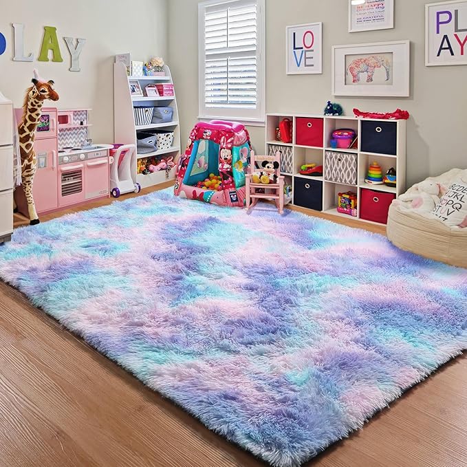 ONASAR Rainbow Rugs for Girls Bedroom, 5x8 Fluffy Bedside Throw Area Rug - Image 8