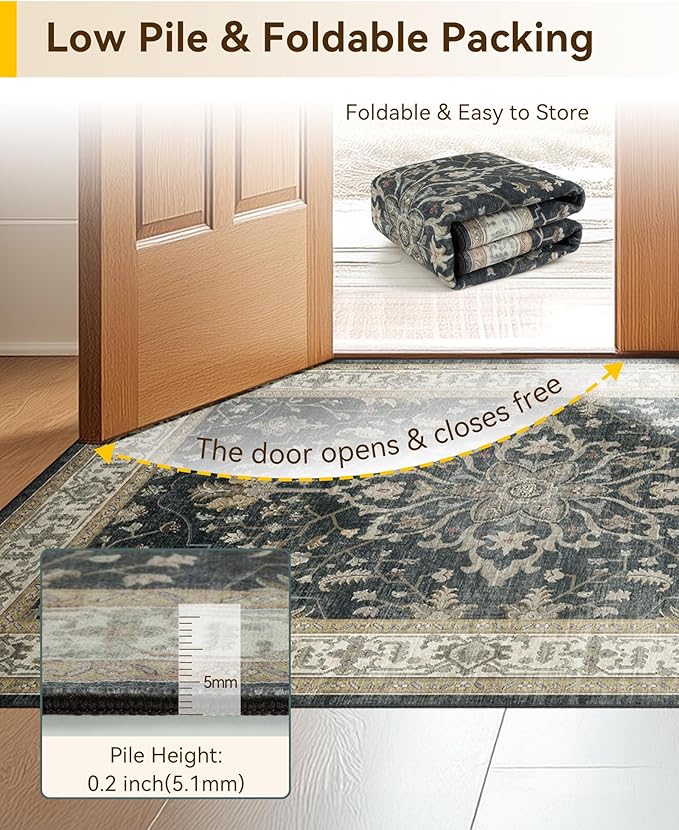 RELEANY Area Rugs 2'x8' Runner Rug Non Slip Washable - Image 5