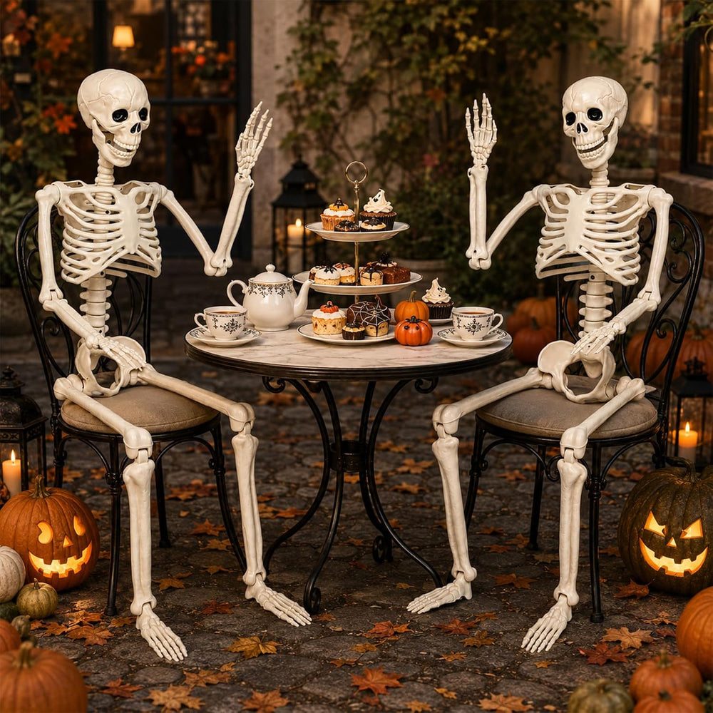 36'' Life-Size Posable Halloween Skeleton Decorations with Dog Skeleton