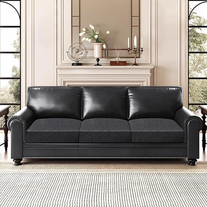 Leather Look Couch Cushion Covers Sofa Seat Slipcovers Sets Couches Furniture - Image 2