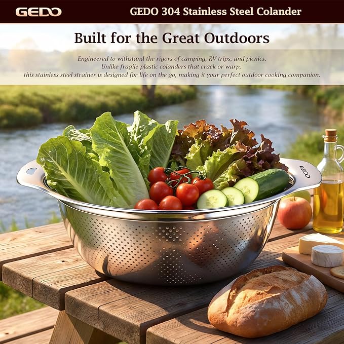 GEDO 304 Stainless Steel Colander Set, 3 Pack Kitchen Food Strainer - Image 9