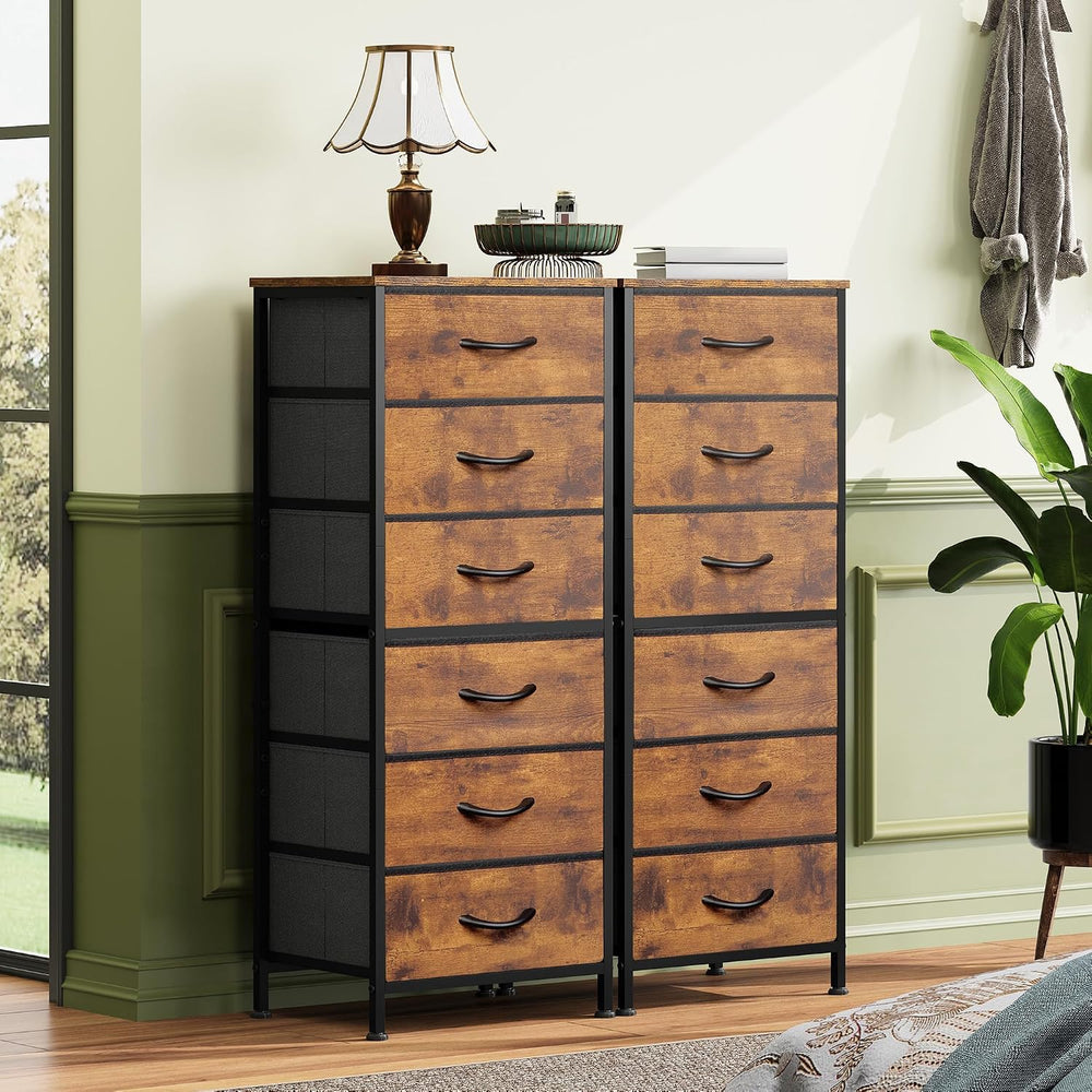 WLIVE Tall Fabric Dresser for Bedroom, 6 Drawers Storage Cabinet, Brown