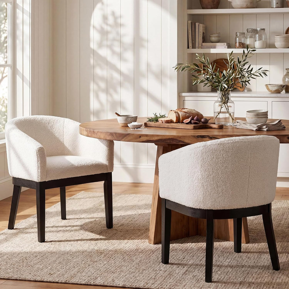 HNY Barrel Dining Chairs Set of 2, Mid Century Modern Upholstered Dining Chai...