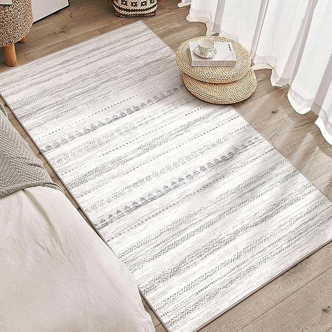 Nakagishi Area Rug Living Room Rugs: 3x5 Soft Machine Washable Boho Neutral by NakagishiAreaRug
