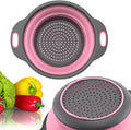 Pink Round Silicone Colander Collapsible – Foldable Kitchen Strainer Small by YARRDLLC