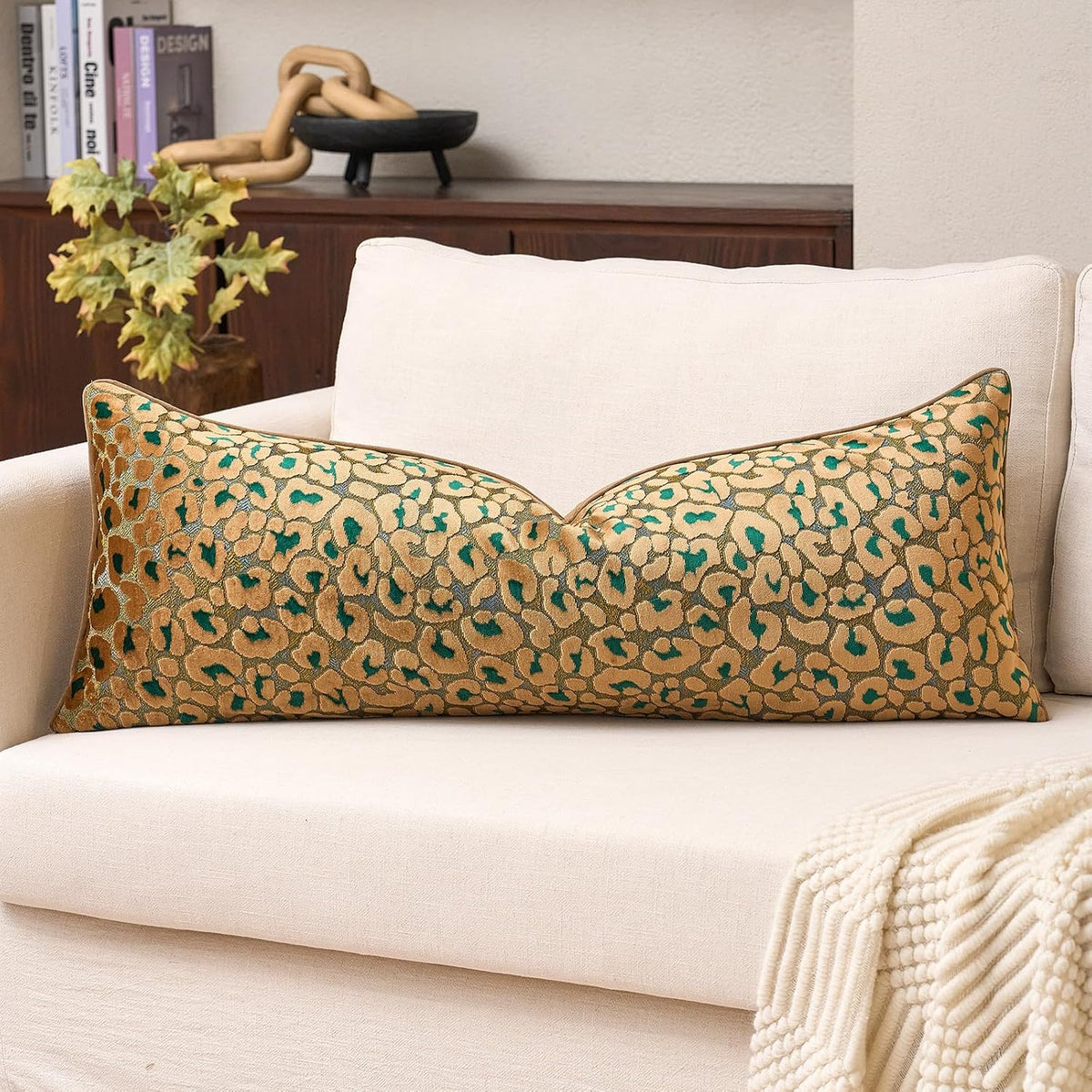alerfa green brown floral throw pillow cover 14 shown in use