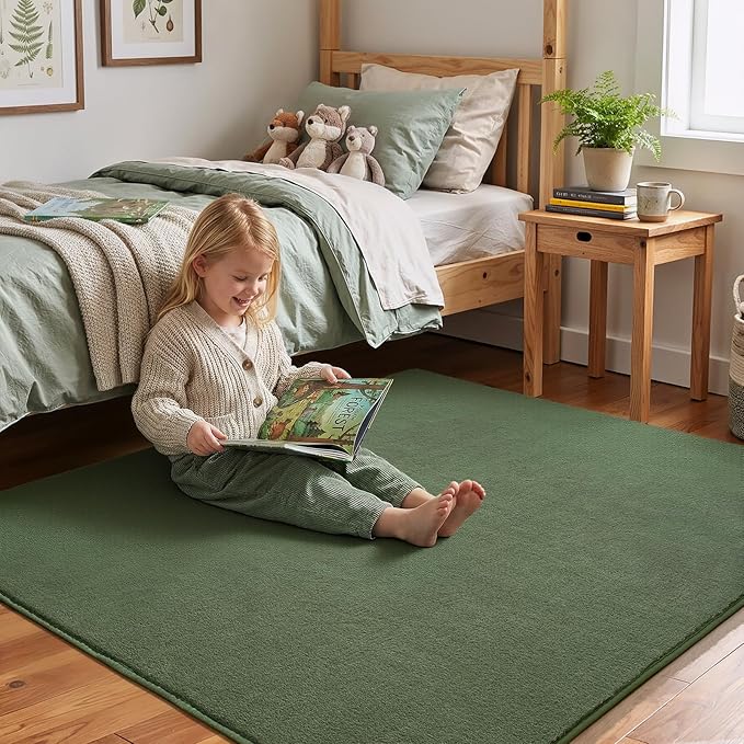 Amearea 4x4 Square Area Rugs for Bedroom Living Room, Sage Green Thickened - Image 4