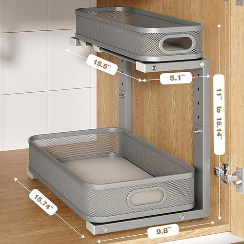 2 Pack 15.7IN-Depth Under Sink Organizer - Image 2