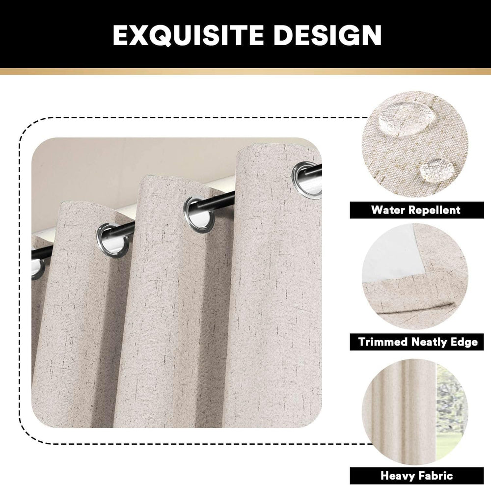 Blackout Curtains 84 Inches Long Faux Linen Look Curtains for Sliding Glass D...