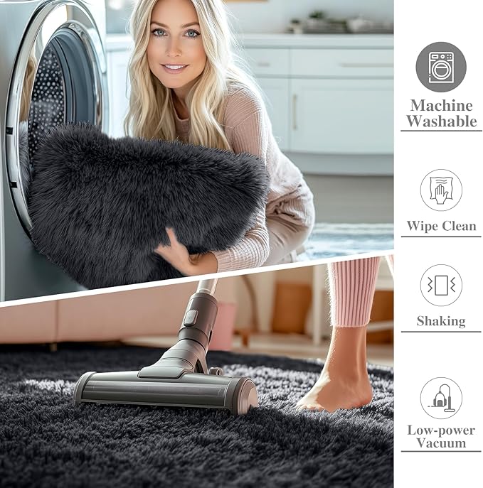 OLANLY 4x8 Area Rugs for Living Room Bedroom, Machine Washable Soft Fluffy - Image 2