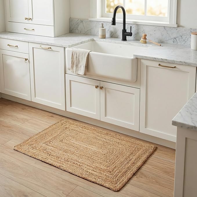 Hausattire Hand Woven Jute Braided Rug, Reversible Boho Entry Area Rugs - Image 7