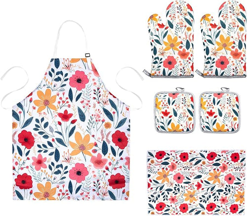 6 Pcs Kitchen Stuff Accessories, Kitchen Oven Mitts and Pot Holders Sets by Qchengsan