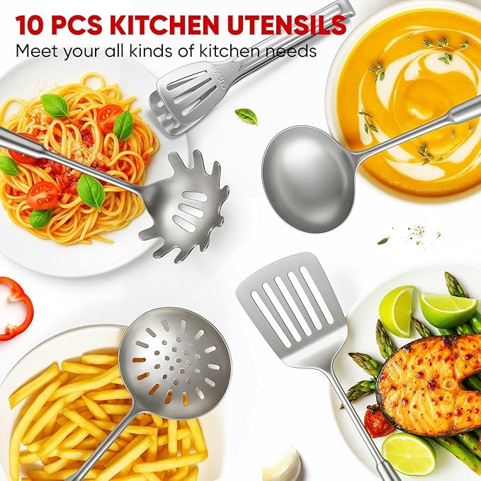 Newness 16 Pcs Cooking Utensils Set, 304 Stainless Steel Kitchen Utensils Set - Image 9