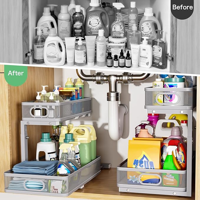 Under Sink Organizer, High Adjustable 2 Tier Under Sink Organizers and Storage - Image 3