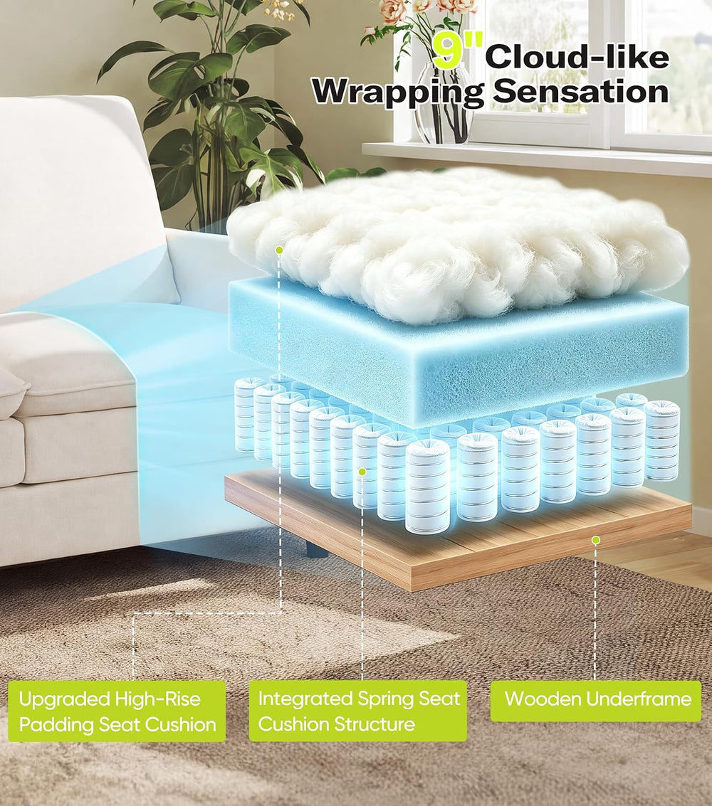 Welzona 3-Layers Cloud Loveseat Sofa, 51" Small Couch, Teddy Small Sofa