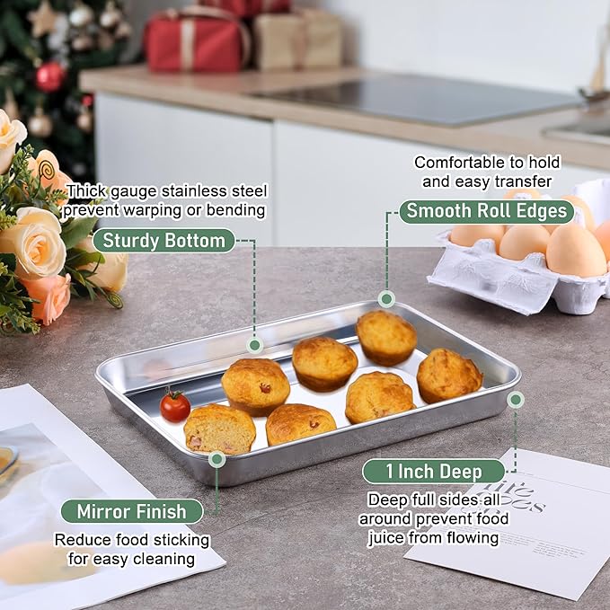 Homikit Toaster Oven Pan with Rack Set, 9 x 7 Inch Small Baking Sheet with Wire - Image 3