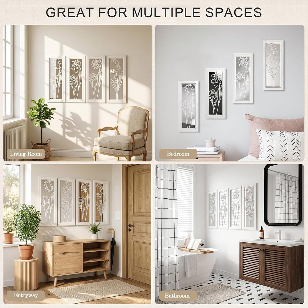 4 Set Farmhouse Mirrors for Wall Decor Living Room Bedroom Bathroom Entryway ...