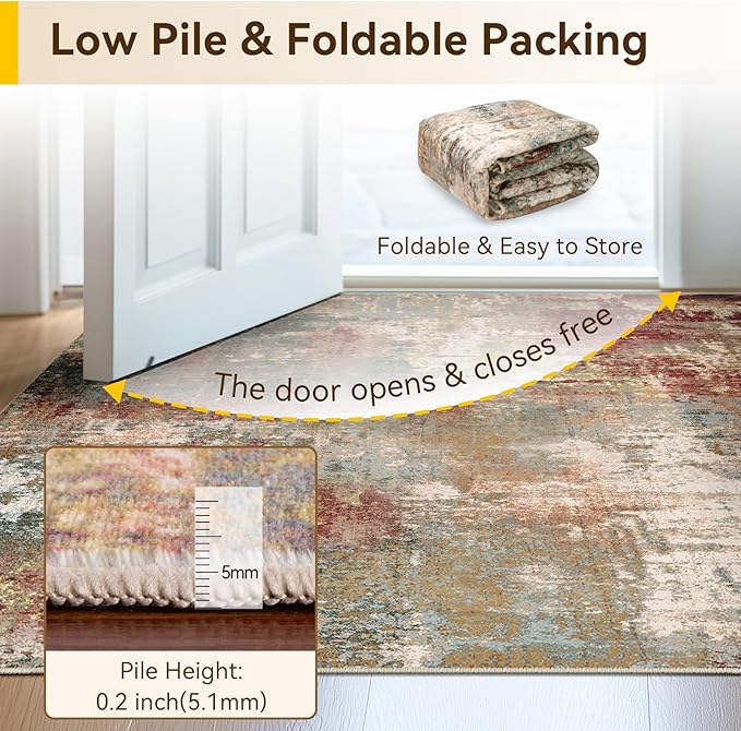 Washable Area Rugs 5'x7' Non-Slip Modern Abstract Soft - Image 8