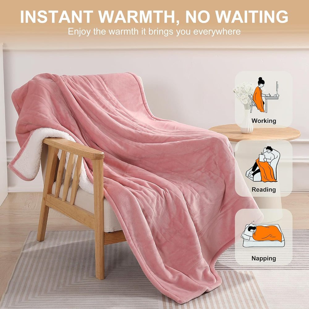 Heated Blanket Pink Heated Throw Blanket Heating Blanket 50"x60" Ul...