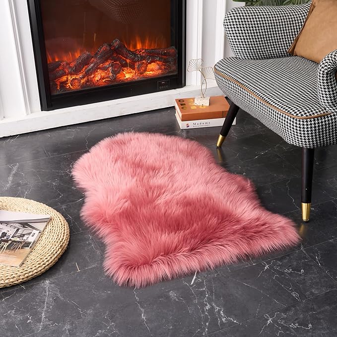 EasyJoy Ultra Soft Fluffy Shaggy Area Rug Faux Fur Rug Chair Cover Seat Pad - Image 4