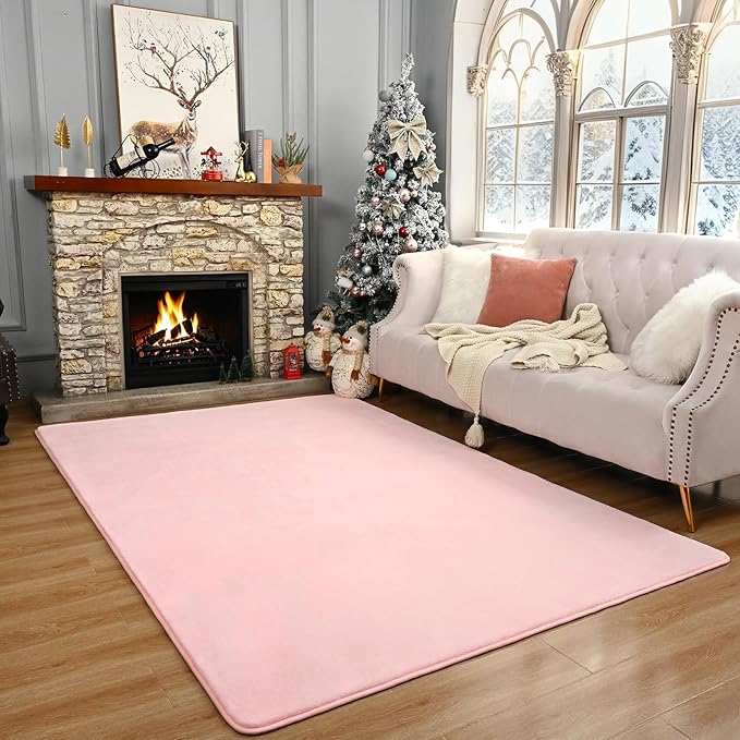 Amearea Large Modern Area Rugs for Bedroom Living Room, 5x8 Feet Pink Thickened - Image 9